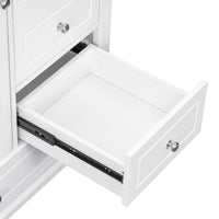 VanityFus 36-in White Bathroom Vanity Single Sink Combo Ceramic Top 1 Soft Close Door 3 drawers Undermount
