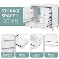 VanityFus 36-in White Bathroom Vanity Single Sink Combo Ceramic Top 1 Soft Close Door 3 drawers Undermount
