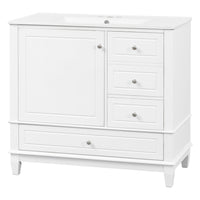 VanityFus 36-in White Bathroom Vanity Single Sink Combo Ceramic Top 1 Soft Close Door 3 drawers Undermount