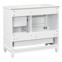 VanityFus 36-in White Bathroom Vanity Single Sink Combo Ceramic Top 1 Soft Close Door 3 drawers Undermount