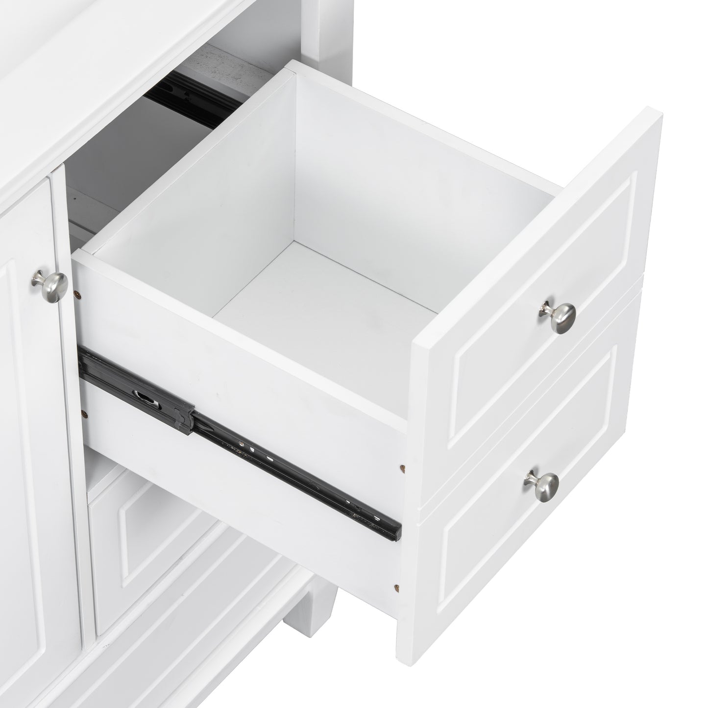 VanityFus 36-in White Bathroom Vanity Single Sink Combo Ceramic Top 1 Soft Close Door 3 drawers Undermount