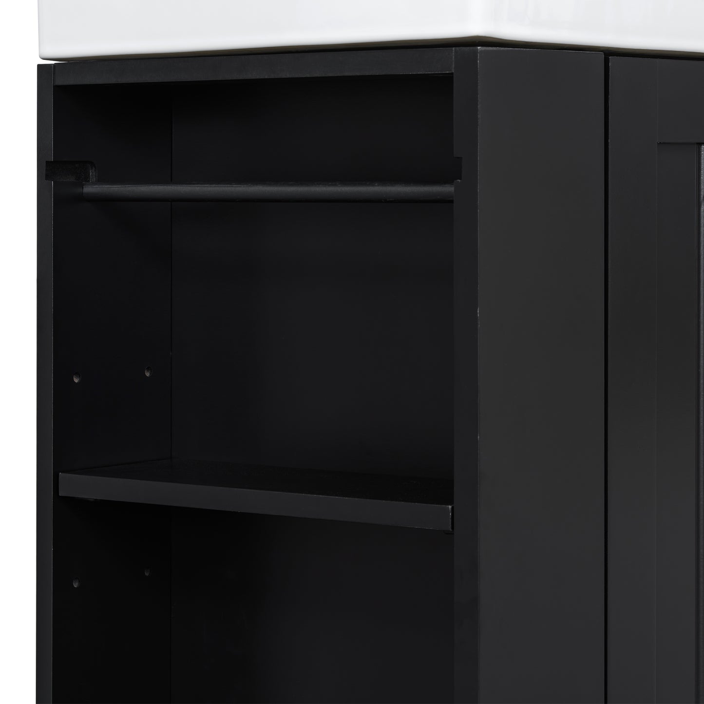 VanityFus 20-in Black Bathroom Vanity Single Sink Combo Ceramic Top 1 drawer Wall-mounted Adjustable Shelves