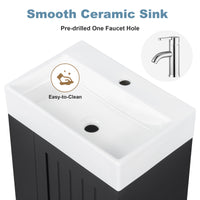 VanityFus 20-in Black Bathroom Vanity Single Sink Combo Ceramic Top 1 drawer Wall-mounted Adjustable Shelves