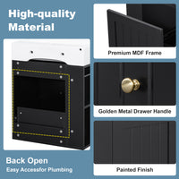 VanityFus 20-in Black Bathroom Vanity Single Sink Combo Ceramic Top 1 drawer Wall-mounted Adjustable Shelves