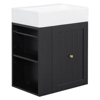 VanityFus 20-in Black Bathroom Vanity Single Sink Combo Ceramic Top 1 drawer Wall-mounted Adjustable Shelves