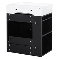 VanityFus 20-in Black Bathroom Vanity Single Sink Combo Ceramic Top 1 drawer Wall-mounted Adjustable Shelves