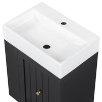 VanityFus 20-in Black Bathroom Vanity Single Sink Combo Ceramic Top 1 drawer Wall-mounted Adjustable Shelves