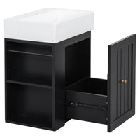 VanityFus 20-in Black Bathroom Vanity Single Sink Combo Ceramic Top 1 drawer Wall-mounted Adjustable Shelves