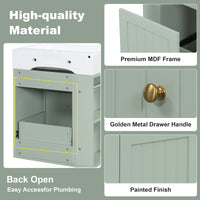 VanityFus 20-in Green Bathroom Vanity Single Sink Combo Ceramic Top 1 drawer Wall-mounted Adjustable Shelves