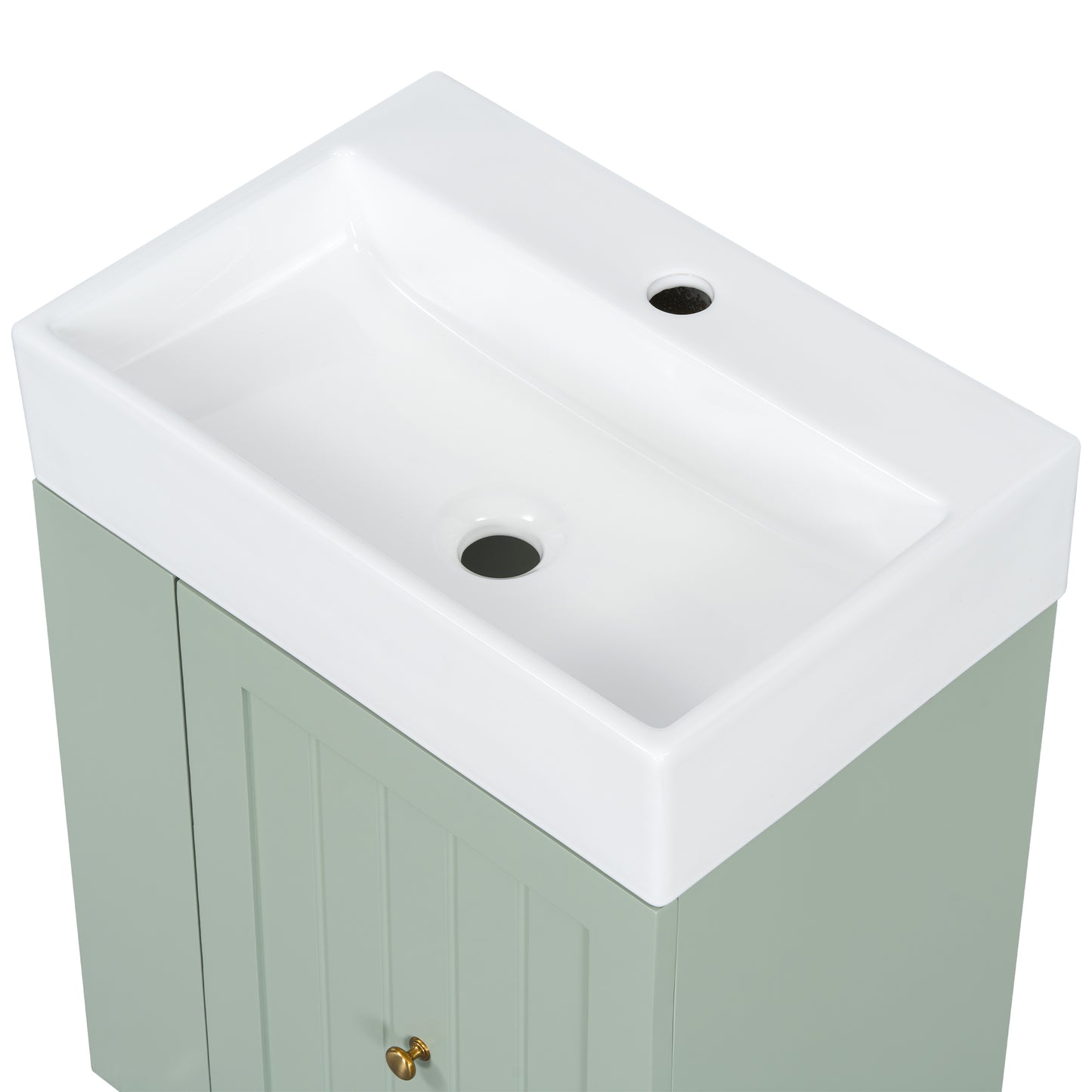 VanityFus 20-in Green Bathroom Vanity Single Sink Combo Ceramic Top 1 drawer Wall-mounted Adjustable Shelves