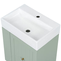 VanityFus 20-in Green Bathroom Vanity Single Sink Combo Ceramic Top 1 drawer Wall-mounted Adjustable Shelves