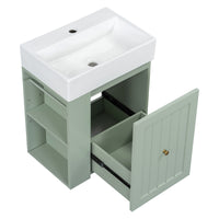 VanityFus 20-in Green Bathroom Vanity Single Sink Combo Ceramic Top 1 drawer Wall-mounted Adjustable Shelves