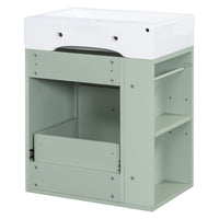 VanityFus 20-in Green Bathroom Vanity Single Sink Combo Ceramic Top 1 drawer Wall-mounted Adjustable Shelves