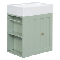 VanityFus 20-in Green Bathroom Vanity Single Sink Combo Ceramic Top 1 drawer Wall-mounted Adjustable Shelves