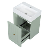 VanityFus 20-in Green Bathroom Vanity Single Sink Combo Ceramic Top 1 drawer Wall-mounted Adjustable Shelves