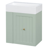 VanityFus 20-in Green Bathroom Vanity Single Sink Combo Ceramic Top 1 drawer Wall-mounted Adjustable Shelves