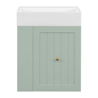VanityFus 20-in Green Bathroom Vanity Single Sink Combo Ceramic Top 1 drawer Wall-mounted Adjustable Shelves