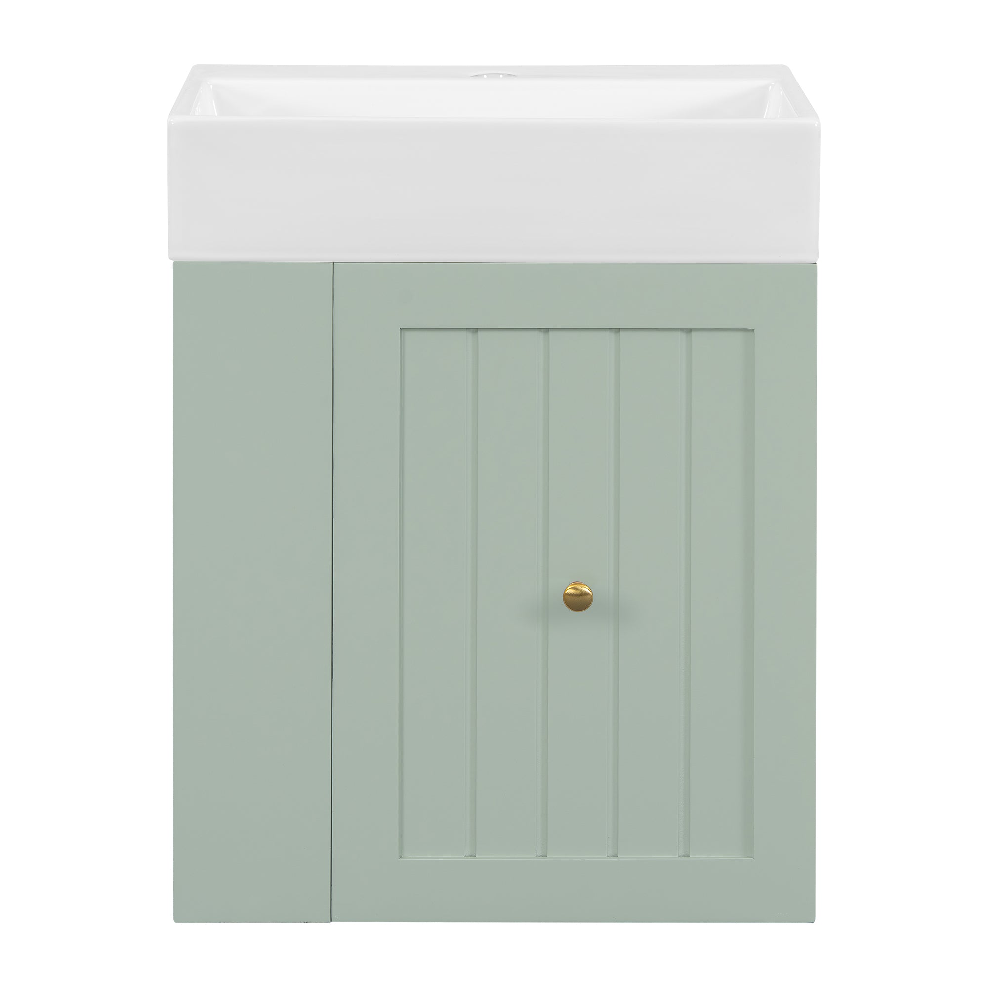 VanityFus 20-in Green Bathroom Vanity Single Sink Combo Ceramic Top 1 drawer Wall-mounted Adjustable Shelves