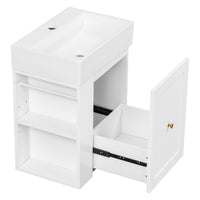 VanityFus 20-in White Bathroom Vanity Single Sink Combo Ceramic Top 1 drawer Wall-mounted Adjustable Shelves