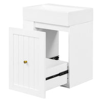 VanityFus 20-in White Bathroom Vanity Single Sink Combo Ceramic Top 1 drawer Wall-mounted Adjustable Shelves