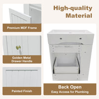 VanityFus 20-in White Bathroom Vanity Single Sink Combo Ceramic Top 1 drawer Wall-mounted Adjustable Shelves
