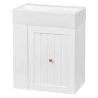 VanityFus 20-in White Bathroom Vanity Single Sink Combo Ceramic Top 1 drawer Wall-mounted Adjustable Shelves