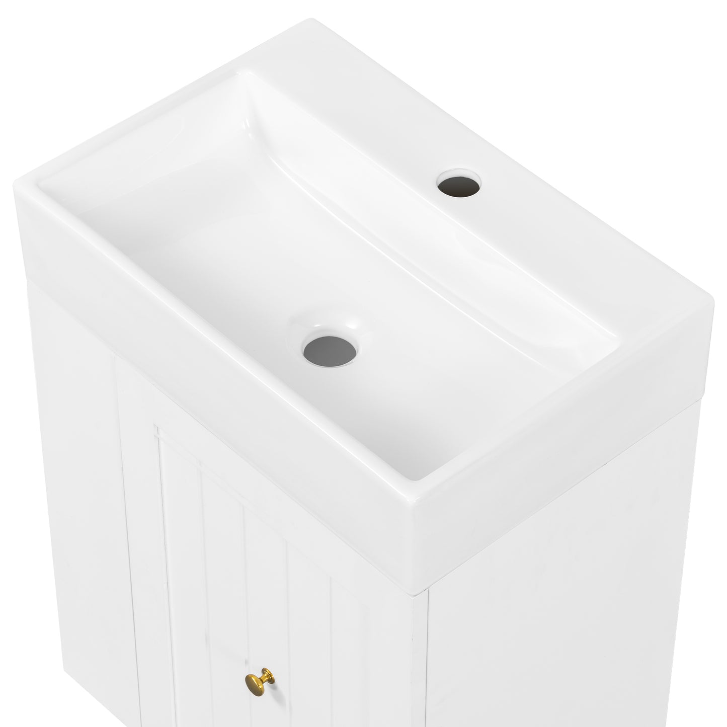 VanityFus 20-in White Bathroom Vanity Single Sink Combo Ceramic Top 1 drawer Wall-mounted Adjustable Shelves