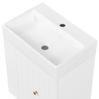 VanityFus 20-in White Bathroom Vanity Single Sink Combo Ceramic Top 1 drawer Wall-mounted Adjustable Shelves