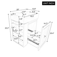 VanityFus 20-in White Bathroom Vanity Single Sink Combo Ceramic Top 1 drawer Wall-mounted Adjustable Shelves