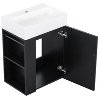 VanityFus 20-in Black Bathroom Vanity Single Sink Combo Ceramic Top 1 Soft Close Door Wall-mounted Adjustable Shelves
