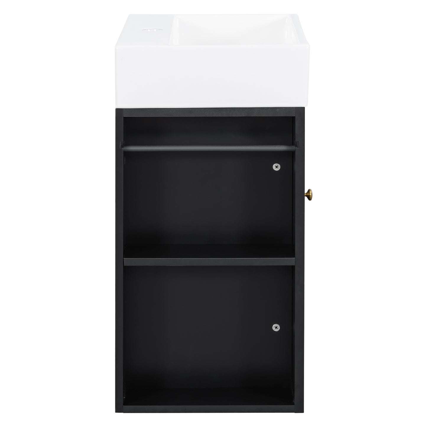 VanityFus 20-in Black Bathroom Vanity Single Sink Combo Ceramic Top 1 Soft Close Door Wall-mounted Adjustable Shelves