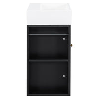 VanityFus 20-in Black Bathroom Vanity Single Sink Combo Ceramic Top 1 Soft Close Door Wall-mounted Adjustable Shelves