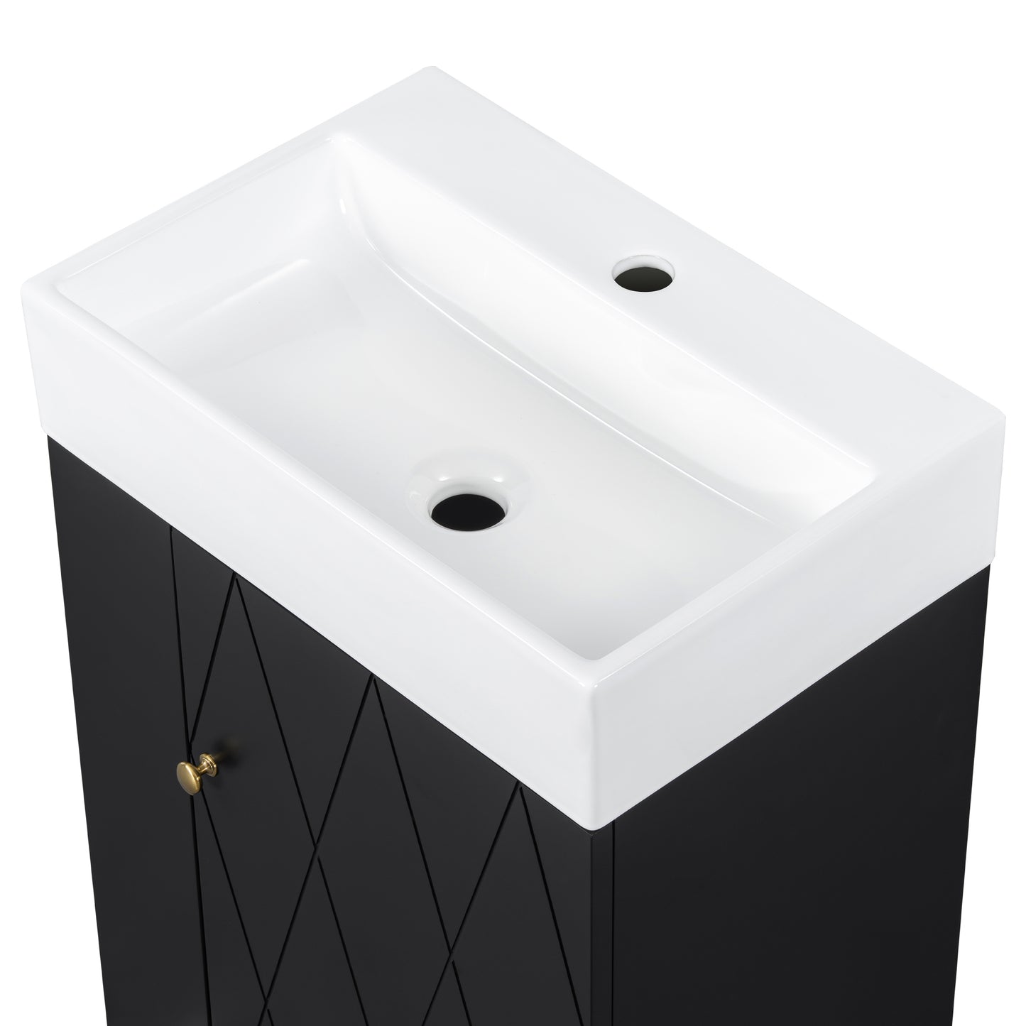 VanityFus 20-in Black Bathroom Vanity Single Sink Combo Ceramic Top 1 Soft Close Door Wall-mounted Adjustable Shelves