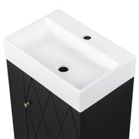 VanityFus 20-in Black Bathroom Vanity Single Sink Combo Ceramic Top 1 Soft Close Door Wall-mounted Adjustable Shelves