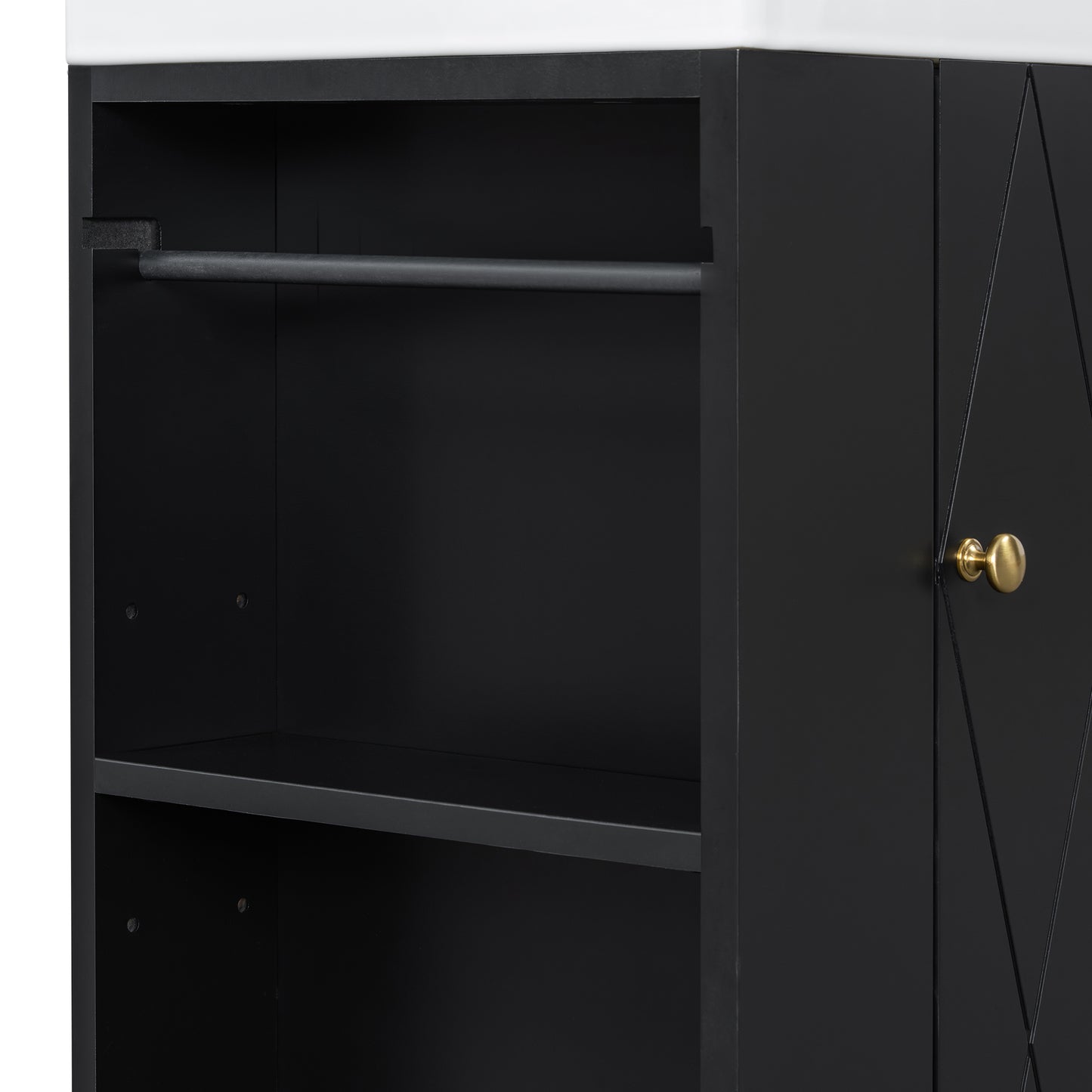 VanityFus 20-in Black Bathroom Vanity Single Sink Combo Ceramic Top 1 Soft Close Door Wall-mounted Adjustable Shelves