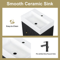 VanityFus 20-in Black Bathroom Vanity Single Sink Combo Ceramic Top 1 Soft Close Door Wall-mounted Adjustable Shelves