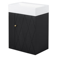 VanityFus 20-in Black Bathroom Vanity Single Sink Combo Ceramic Top 1 Soft Close Door Wall-mounted Adjustable Shelves