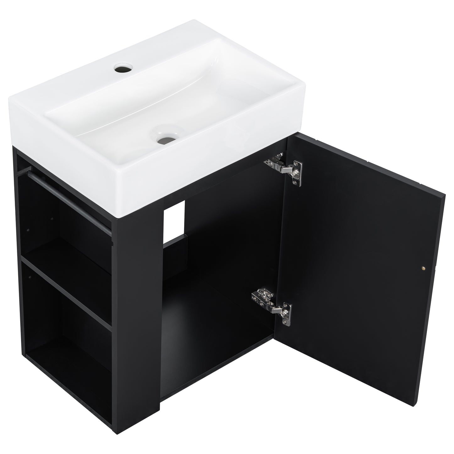 VanityFus 20-in Black Bathroom Vanity Single Sink Combo Ceramic Top 1 Soft Close Door Wall-mounted Adjustable Shelves