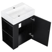 VanityFus 20-in Black Bathroom Vanity Single Sink Combo Ceramic Top 1 Soft Close Door Wall-mounted Adjustable Shelves