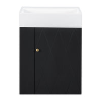 VanityFus 20-in Black Bathroom Vanity Single Sink Combo Ceramic Top 1 Soft Close Door Wall-mounted Adjustable Shelves