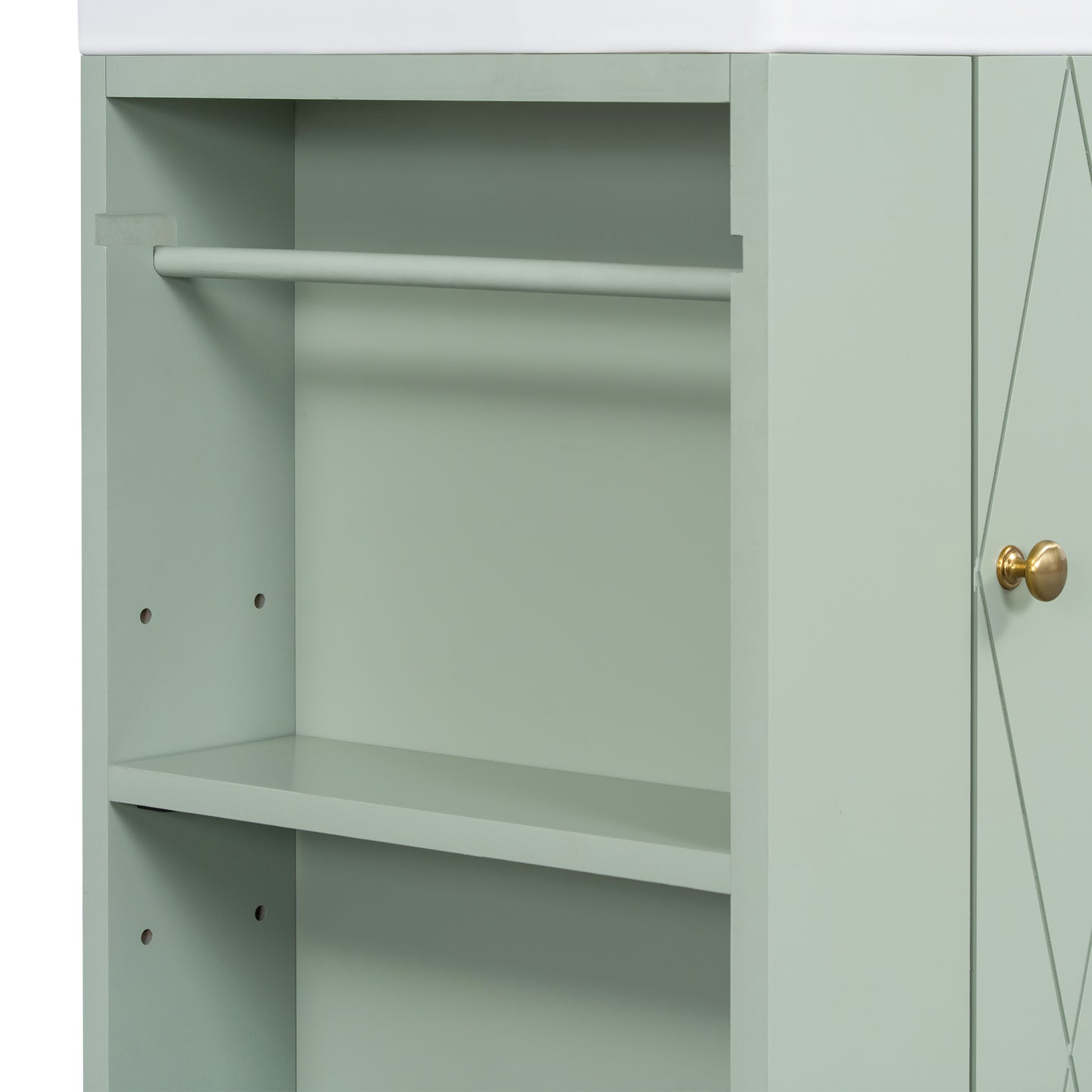 VanityFus 20-in Green Bathroom Vanity Single Sink Combo Ceramic Top 1 Soft Close Door Wall-mounted Adjustable Shelves