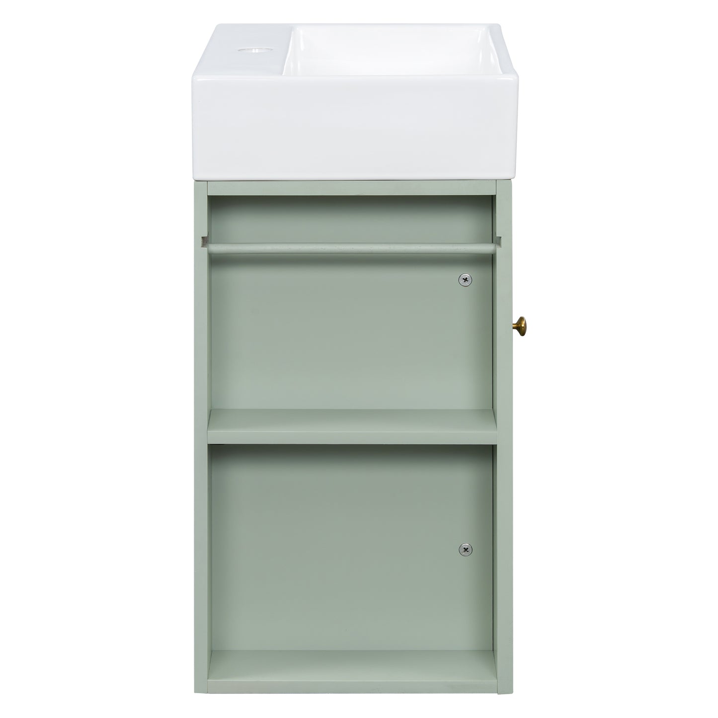VanityFus 20-in Green Bathroom Vanity Single Sink Combo Ceramic Top 1 Soft Close Door Wall-mounted Adjustable Shelves