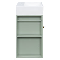 VanityFus 20-in Green Bathroom Vanity Single Sink Combo Ceramic Top 1 Soft Close Door Wall-mounted Adjustable Shelves