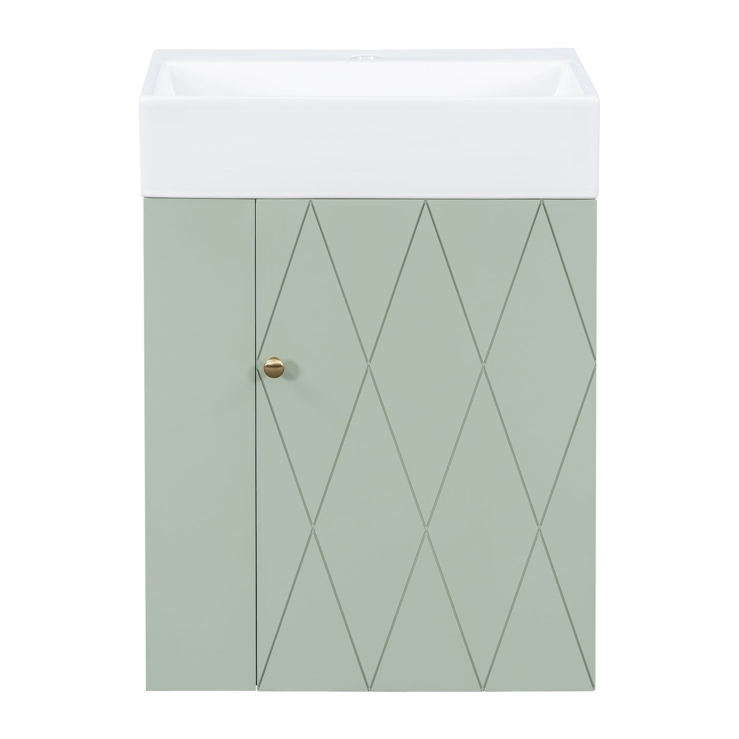 VanityFus 20-in Green Bathroom Vanity Single Sink Combo Ceramic Top 1 Soft Close Door Wall-mounted Adjustable Shelves