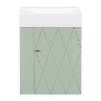 VanityFus 20-in Green Bathroom Vanity Single Sink Combo Ceramic Top 1 Soft Close Door Wall-mounted Adjustable Shelves