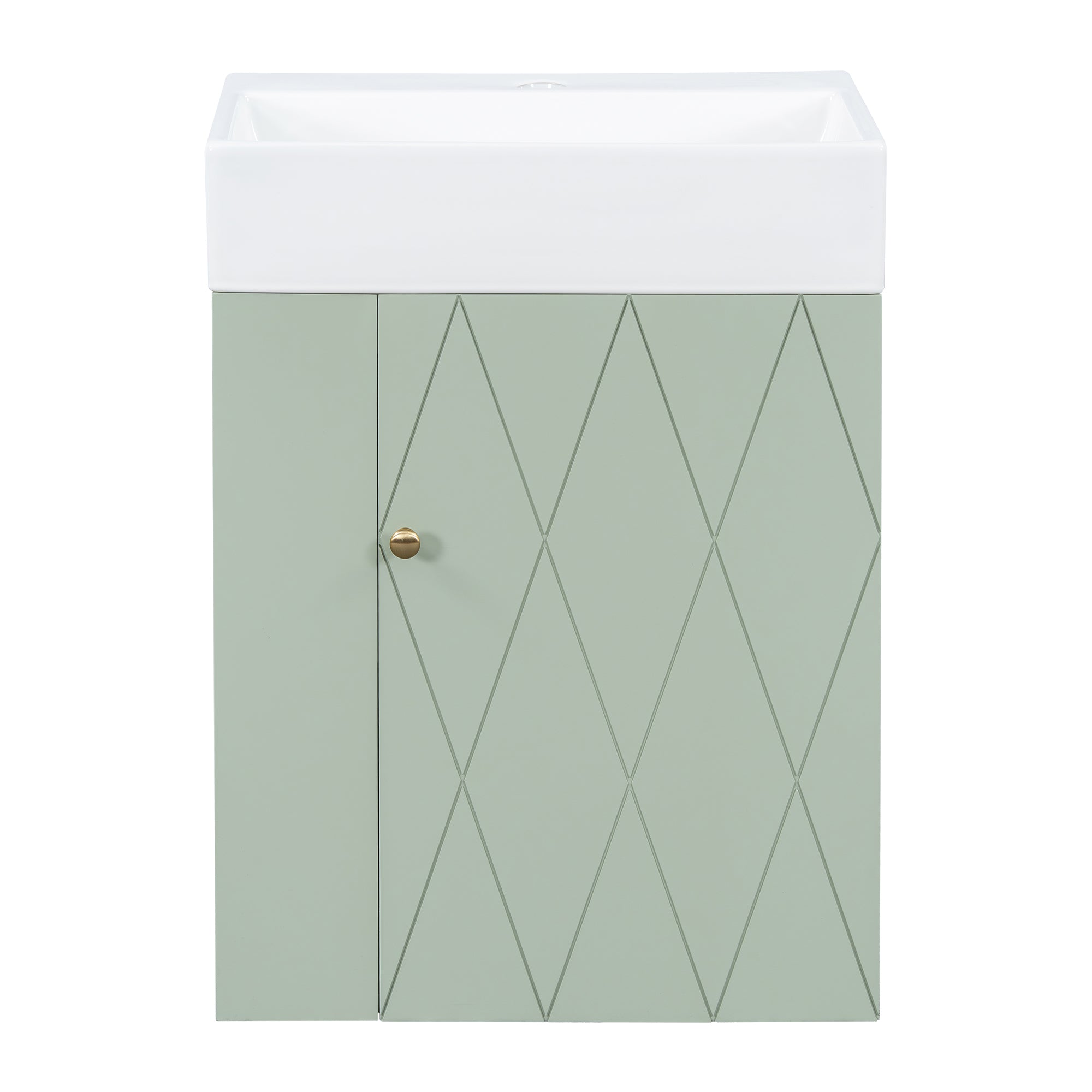 VanityFus 20-in Green Bathroom Vanity Single Sink Combo Ceramic Top 1 Soft Close Door Wall-mounted Adjustable Shelves