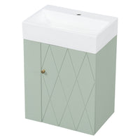 VanityFus 20-in Green Bathroom Vanity Single Sink Combo Ceramic Top 1 Soft Close Door Wall-mounted Adjustable Shelves