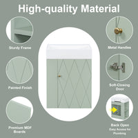 VanityFus 20-in Green Bathroom Vanity Single Sink Combo Ceramic Top 1 Soft Close Door Wall-mounted Adjustable Shelves