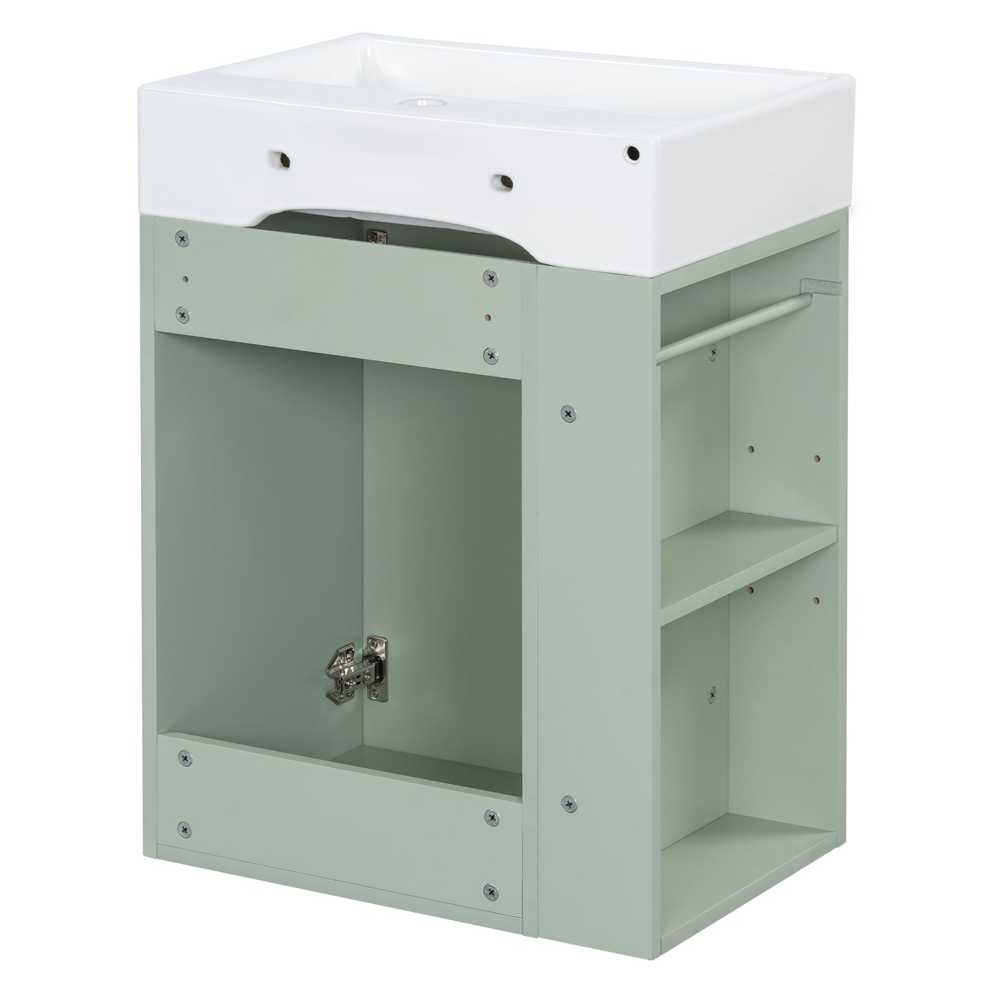 VanityFus 20-in Green Bathroom Vanity Single Sink Combo Ceramic Top 1 Soft Close Door Wall-mounted Adjustable Shelves