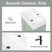 VanityFus 20-in Green Bathroom Vanity Single Sink Combo Ceramic Top 1 Soft Close Door Wall-mounted Adjustable Shelves